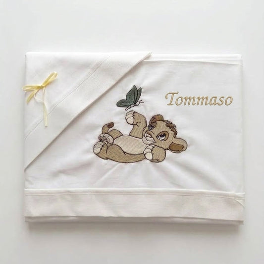 Little Bird - Drap Housse Lapin Personnalisable avec Prénom - 100% Coton - Landau Bébé - Cadeau Naissance