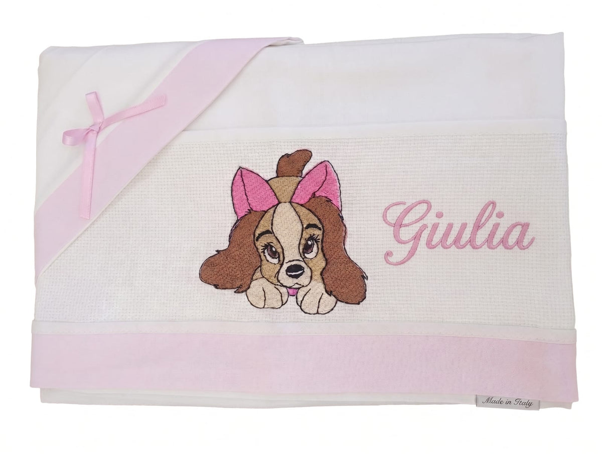 Little Bird - Drap Housse Lapin Personnalisable avec Prénom - 100% Coton - Landau Bébé - Cadeau Naissance