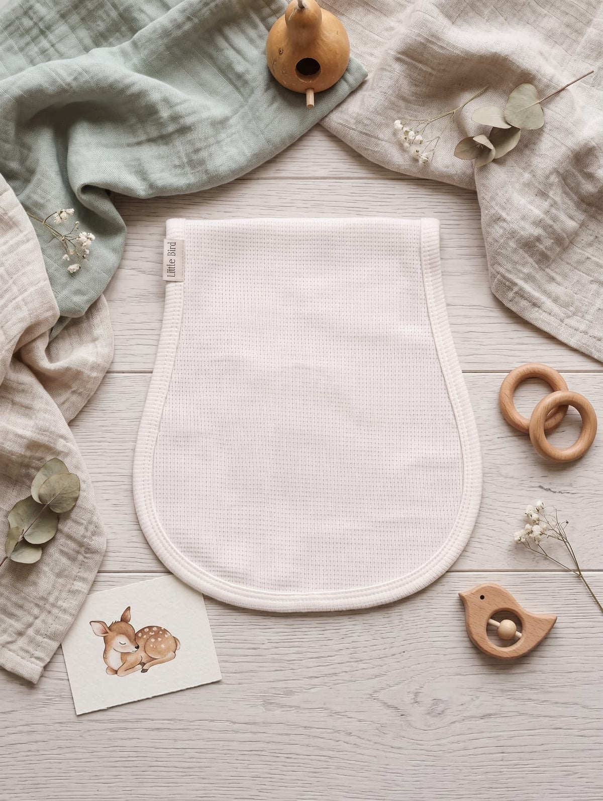 Little Bird - Épaule unie blanc - 100% Coton Hypoallergénique - Personnalisable
