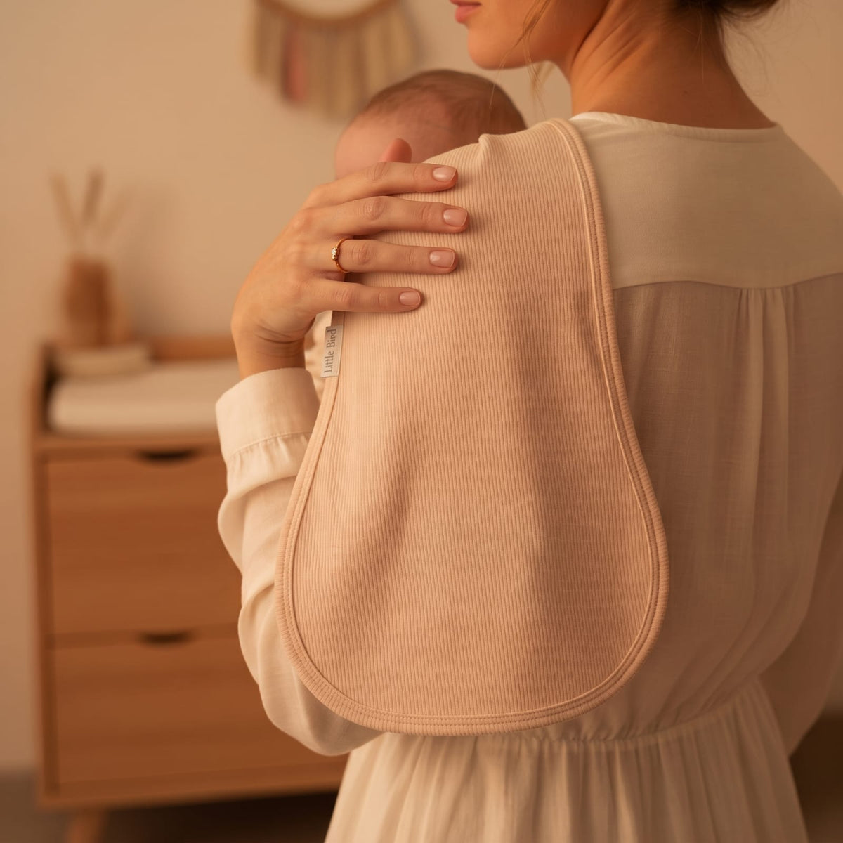 Little Bird - Protège épaule uni beige - 100% Coton hypoallergénique - Personnalisable