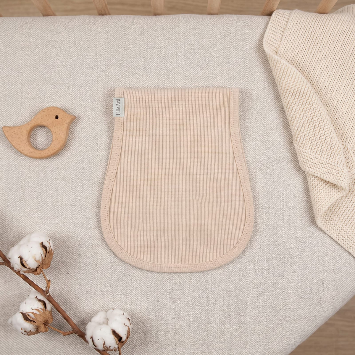 Little Bird - Protège épaule uni beige - 100% Coton hypoallergénique - Personnalisable