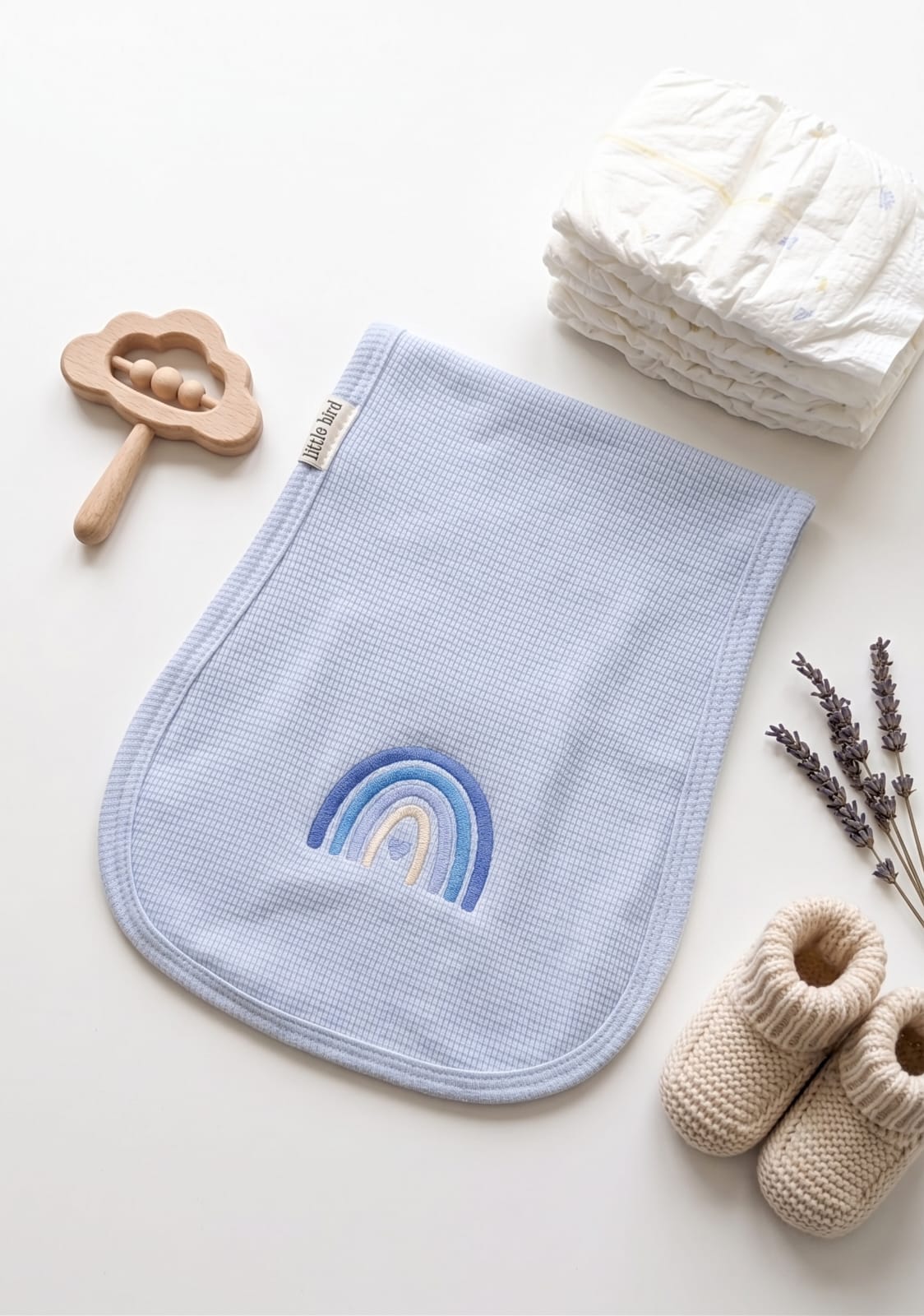 Little Bird - Telospalla Arcobaleno Celeste - 100% Cotone Anallergico - Personalizzabile