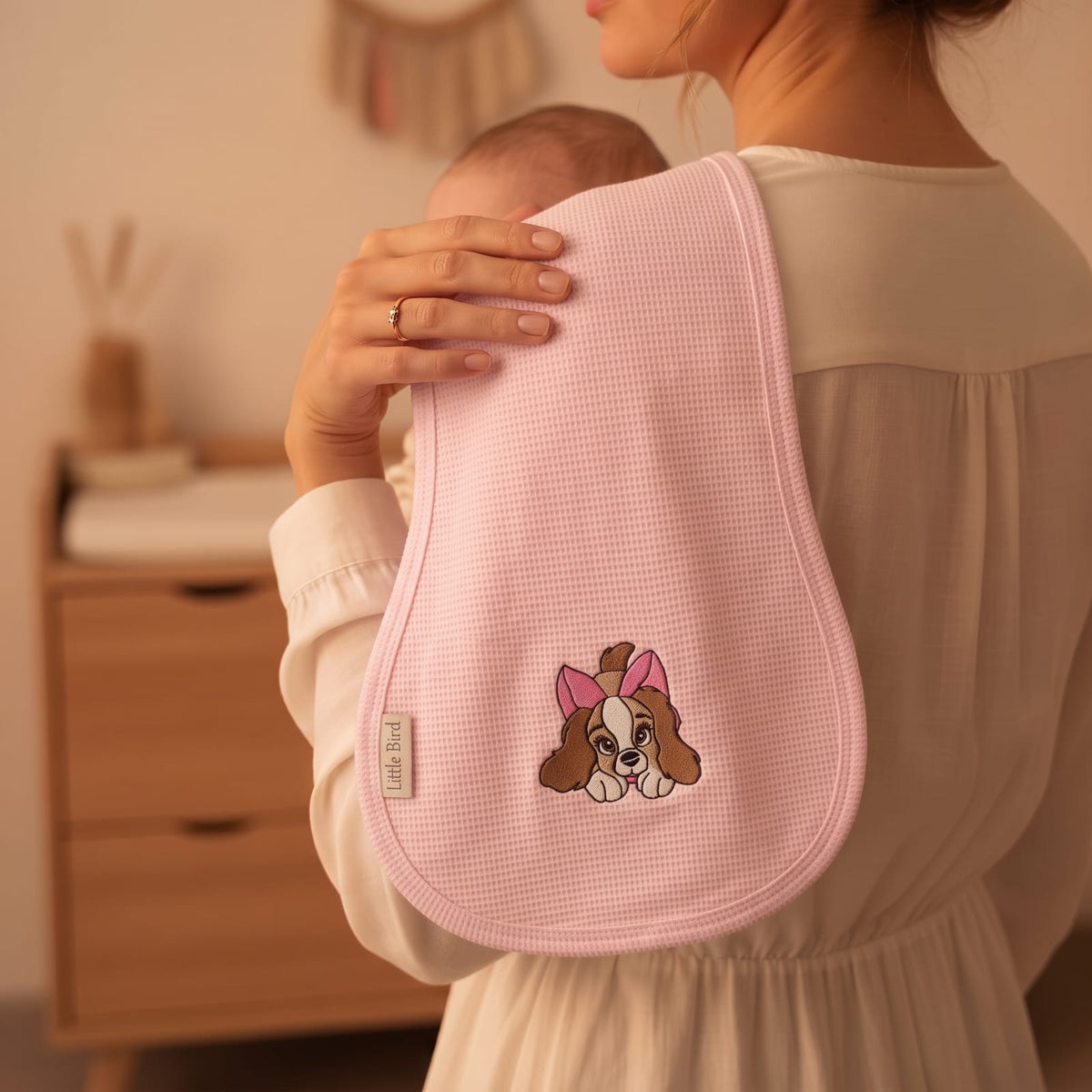Little Bird - Couverture d'épaule Ourson avec ballons - 100% Coton Hypoallergénique - Personnalisable