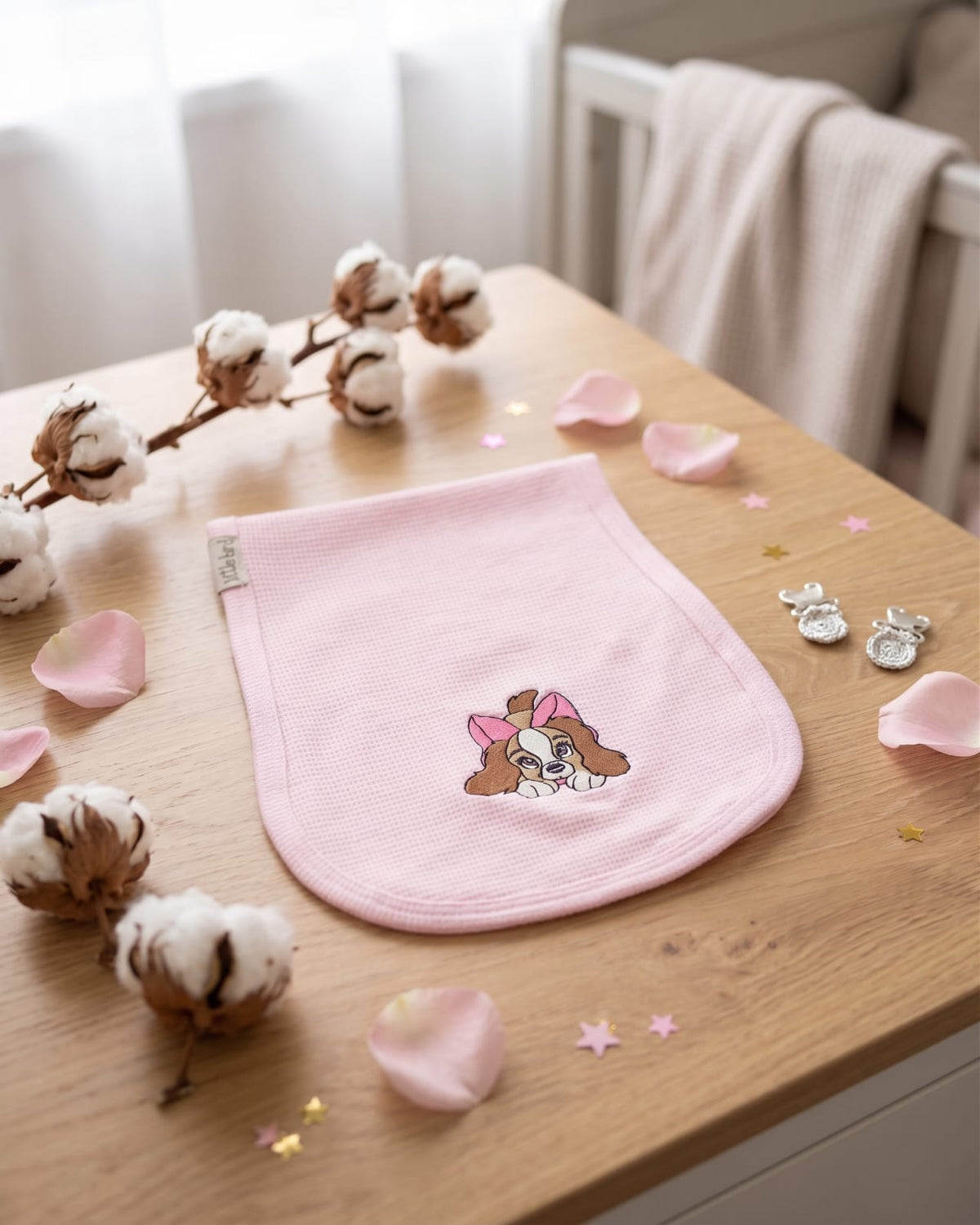 Little Bird - Couverture d'épaule Ourson avec ballons - 100% Coton Hypoallergénique - Personnalisable