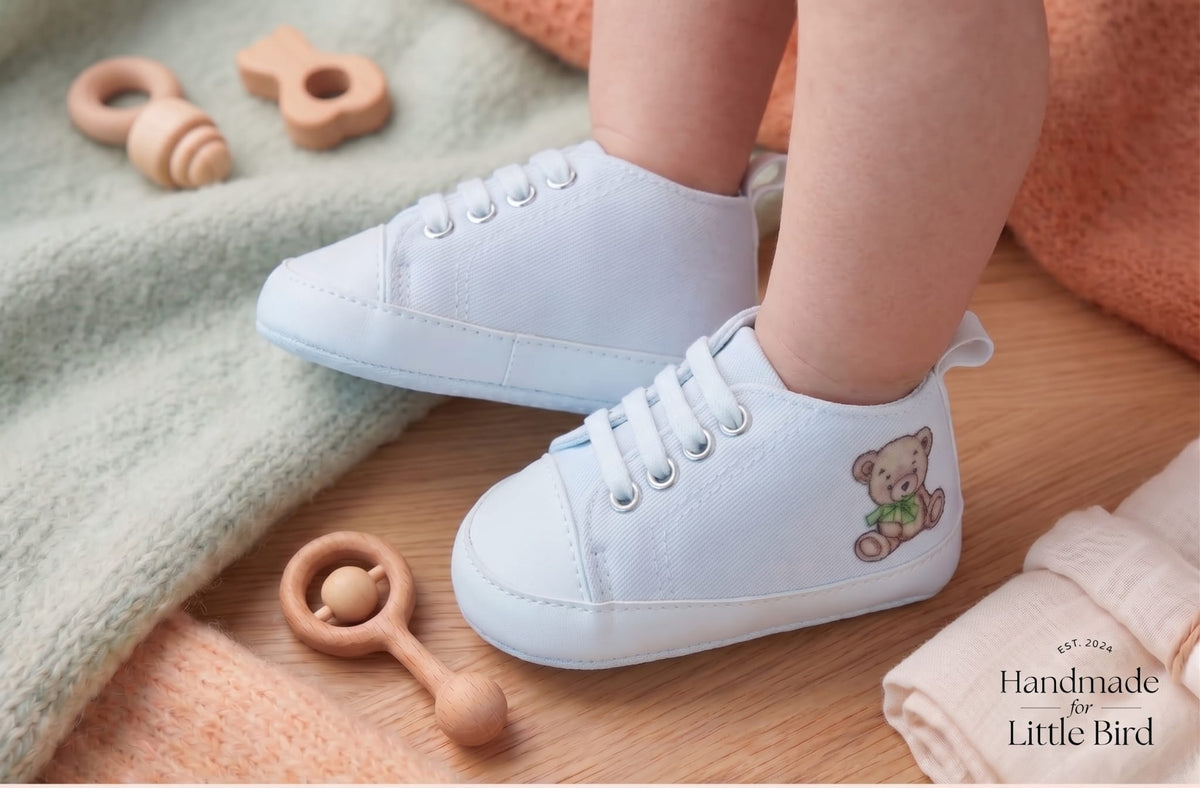 Scarpine Culla Orsetto Verde - Personalizzabili con Nome - Idea Regalo - Little Bird