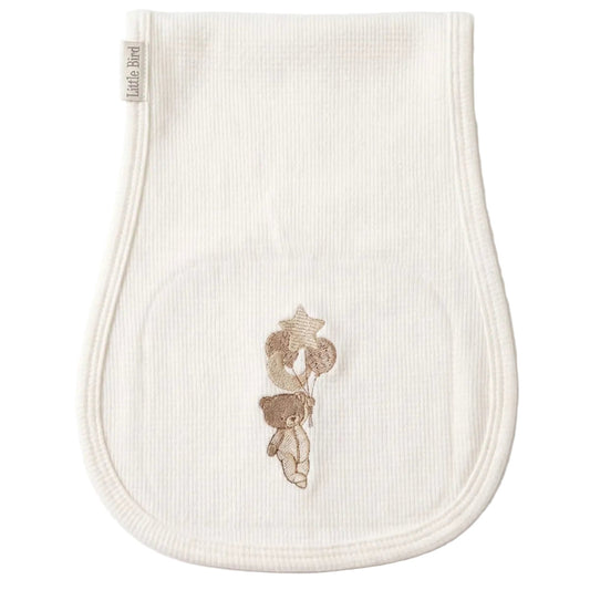 Little Bird - Couverture d'épaule Ourson avec ballons - 100% Coton Hypoallergénique - Personnalisable