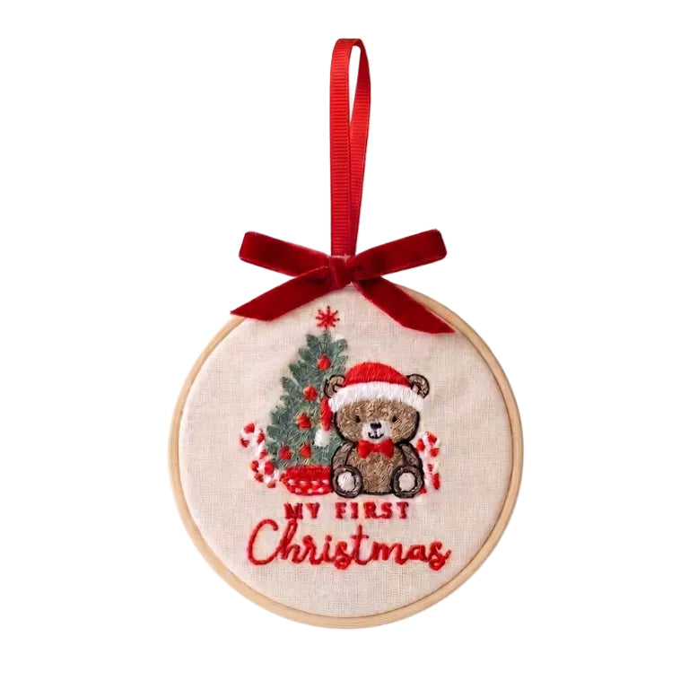 Telaio Ricamato Orsetto My First Christmas - Personalizzabile - Regalo Natale - Little Bird