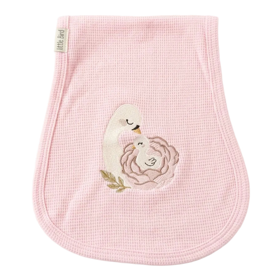 Little Bird - Telospalla Cigni Mamma e Figlio Rosa - 100% Cotone Anallergico - Personalizzabile