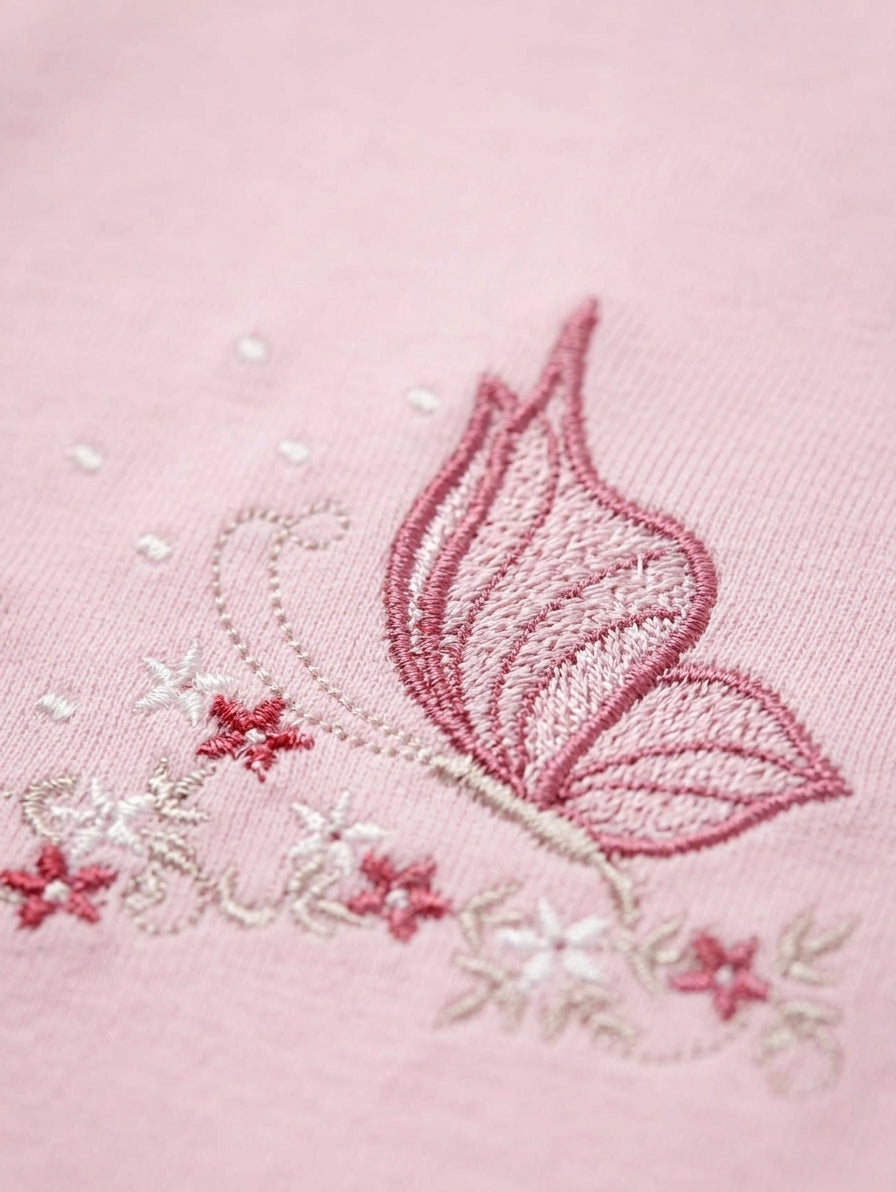Little Bird - Telospalla Farfalla Rosa - 100% Cotone Anallergico - Personalizzabile