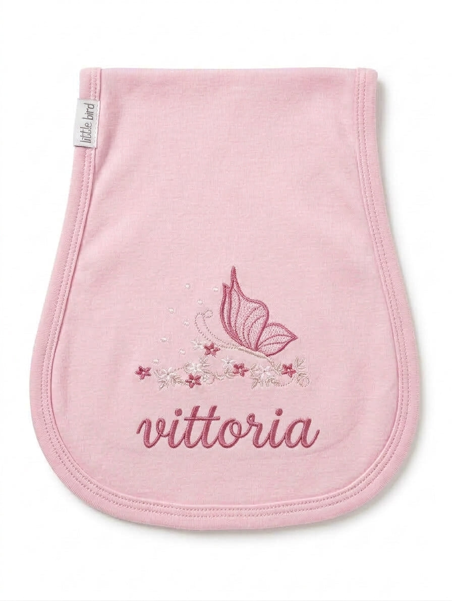Little Bird - Telospalla Farfalla Rosa - 100% Cotone Anallergico - Personalizzabile