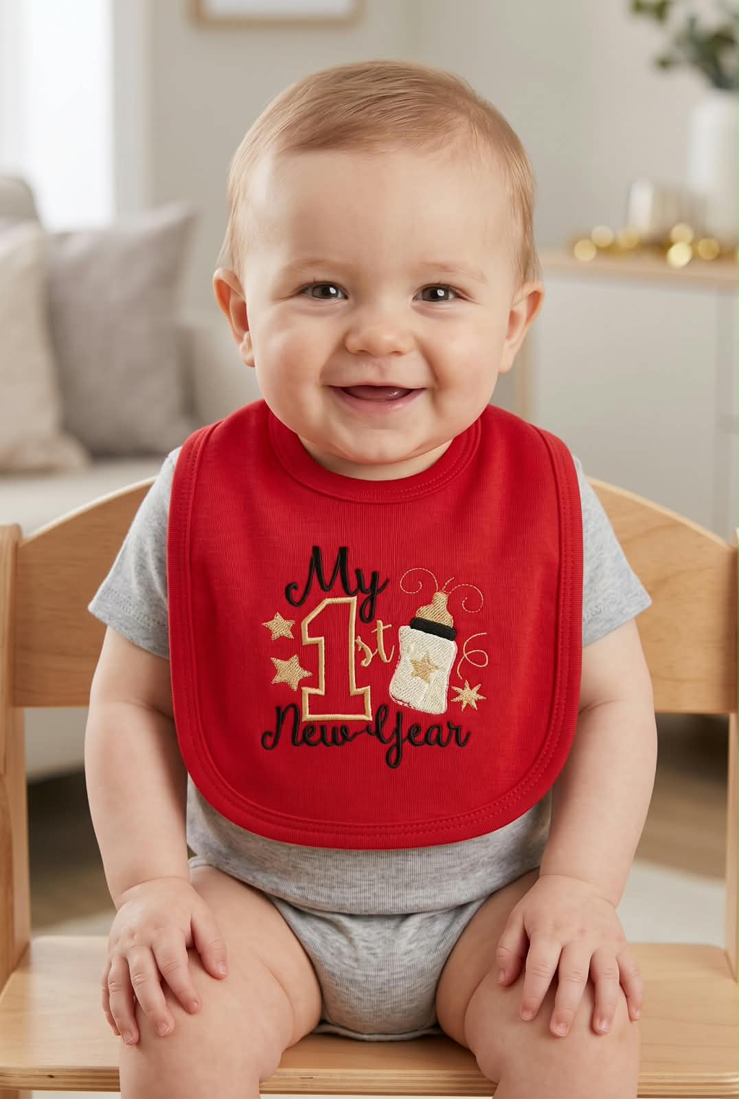 Little Bird - Bavetta Rossa “My 1st New Year” Personalizzabile - Primo Capodanno - 100% cotone