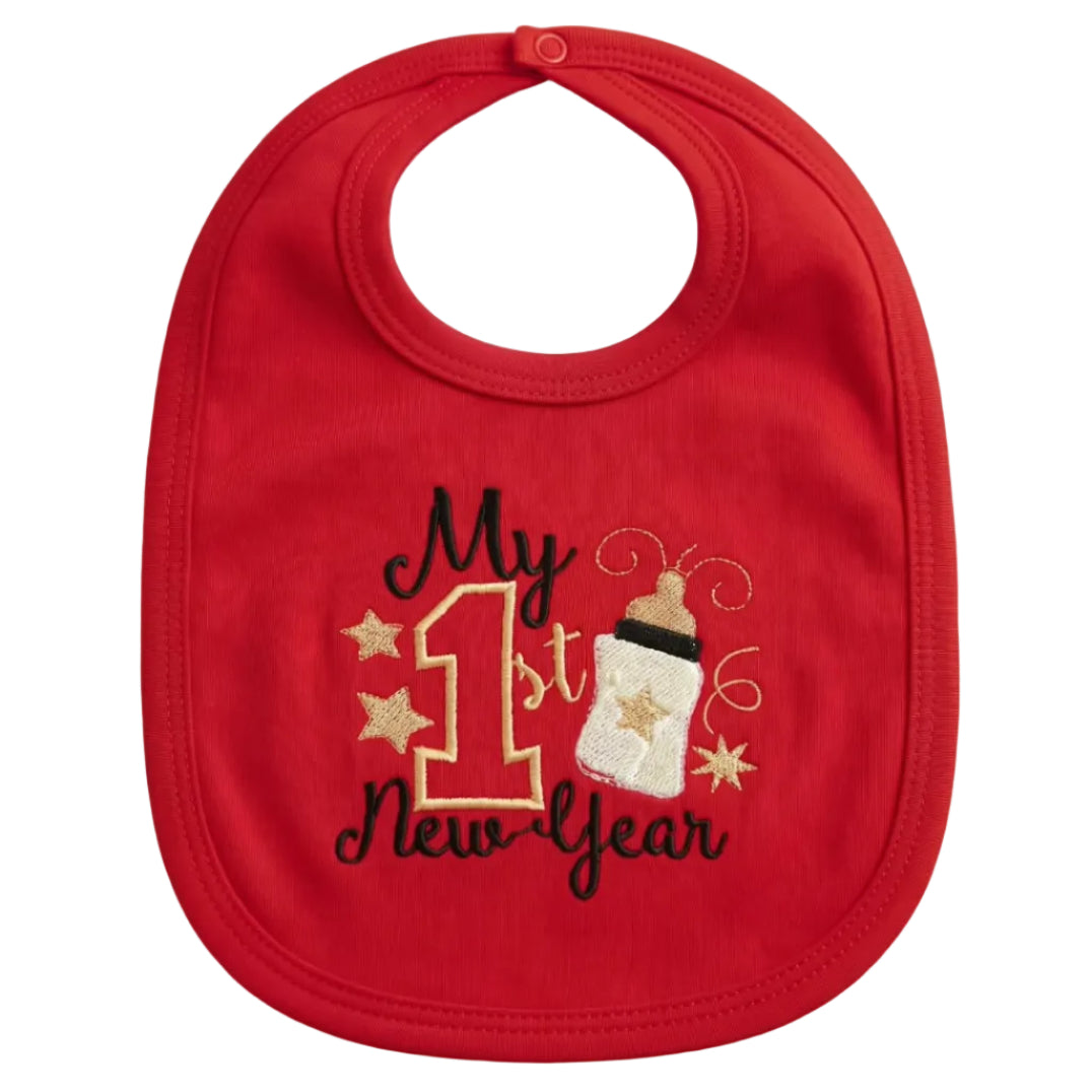 Little Bird - Bavetta Rossa “My 1st New Year” Personalizzabile - Primo Capodanno - 100% cotone