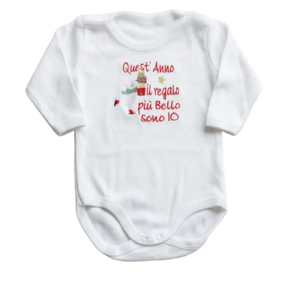 Little Bird - Body Neonato Natale “Quest’anno il regalo più bello sono io” con Orso Polare - Cotone 100%