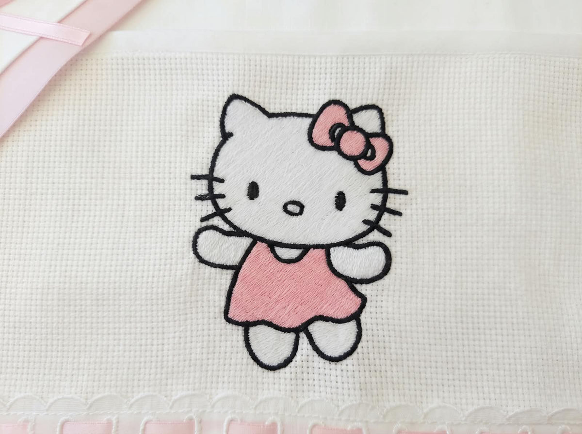 Little Bird - Lenzuolino Hello Kitty Personalizzabile con Nome - Cotone 100% - Carrozzina o Culla Neonato - Regalo Nascita