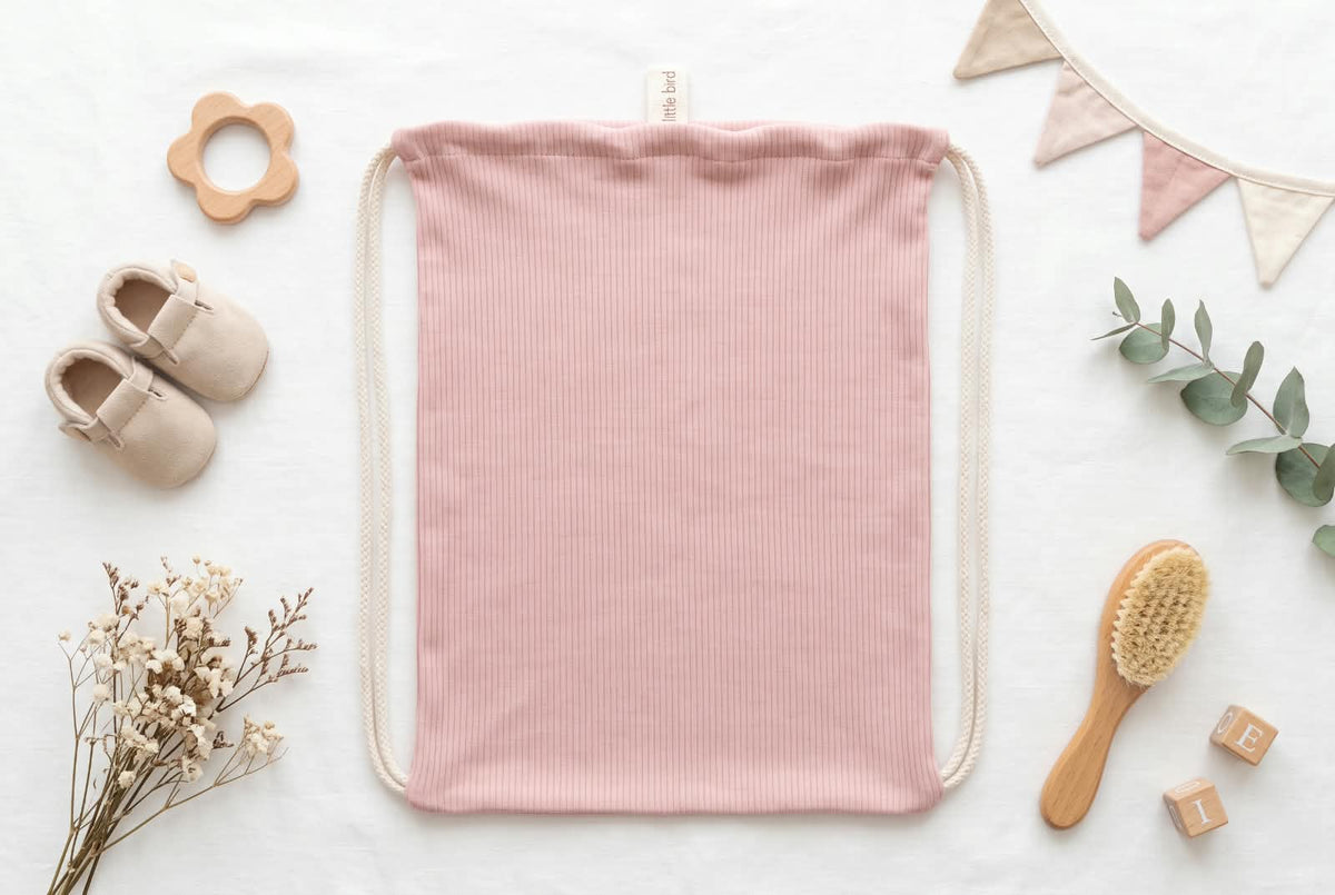 Little Bird - Pochette Rangement Bébé en Coton Vieux Rose - 100% Coton - Personnalisable - Organisateur Sac à Langer