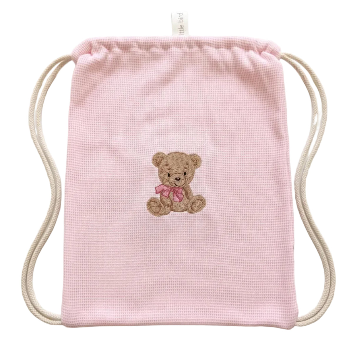 Little Bird - Pochette Rangement Bébé en Coton Vieux Rose - 100% Coton - Personnalisable - Organisateur Sac à Langer
