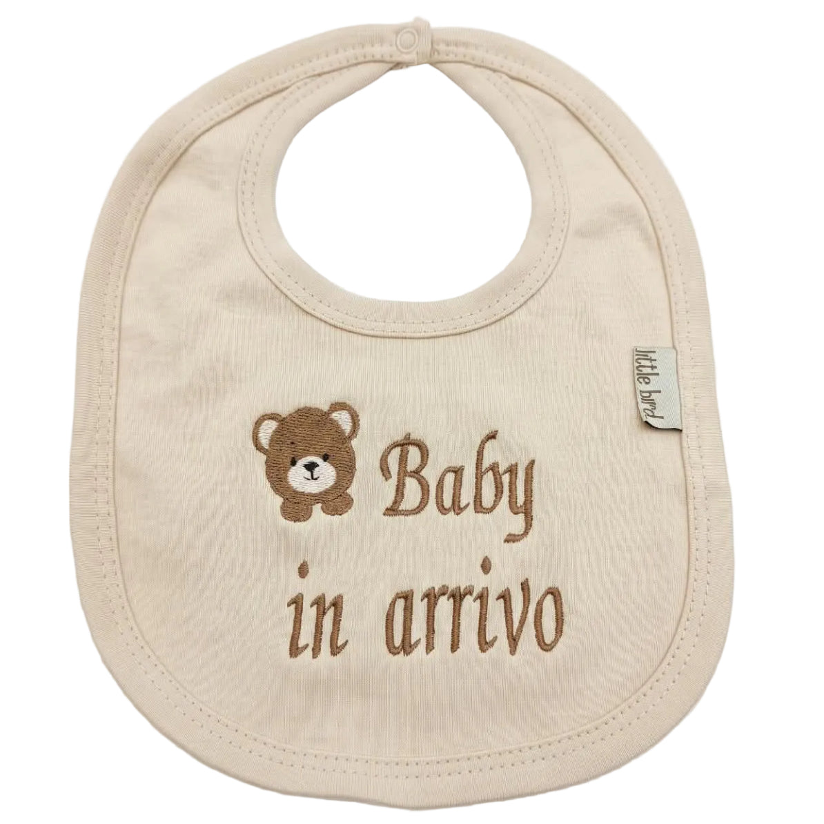 Little Bird - Bavoir "Aujourd'hui Lait avec Maman Demain Gin Tonic avec Papa" Brodé - 100% Coton Hypoallergénique - Idée Cadeau Naissance Baptême