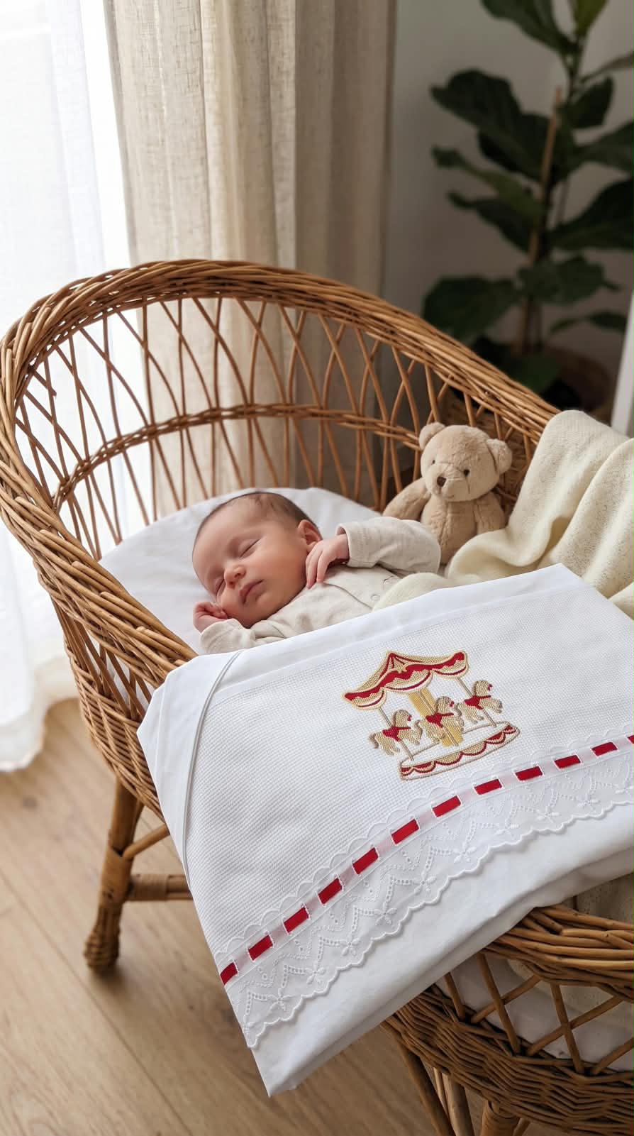 Little Bird - Drap Housse Bébé Canards sur Arc-en-ciel Personnalisable avec Prénom - 100% Coton - Landau Bébé - Cadeau de Naissance
