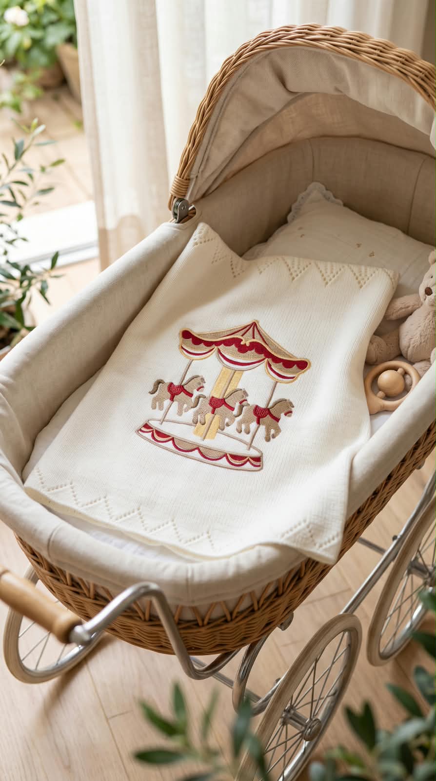 Little Bird - Couverture bébé brodée Safari en voiture - Personnalisable avec prénom - Cadeau de naissance