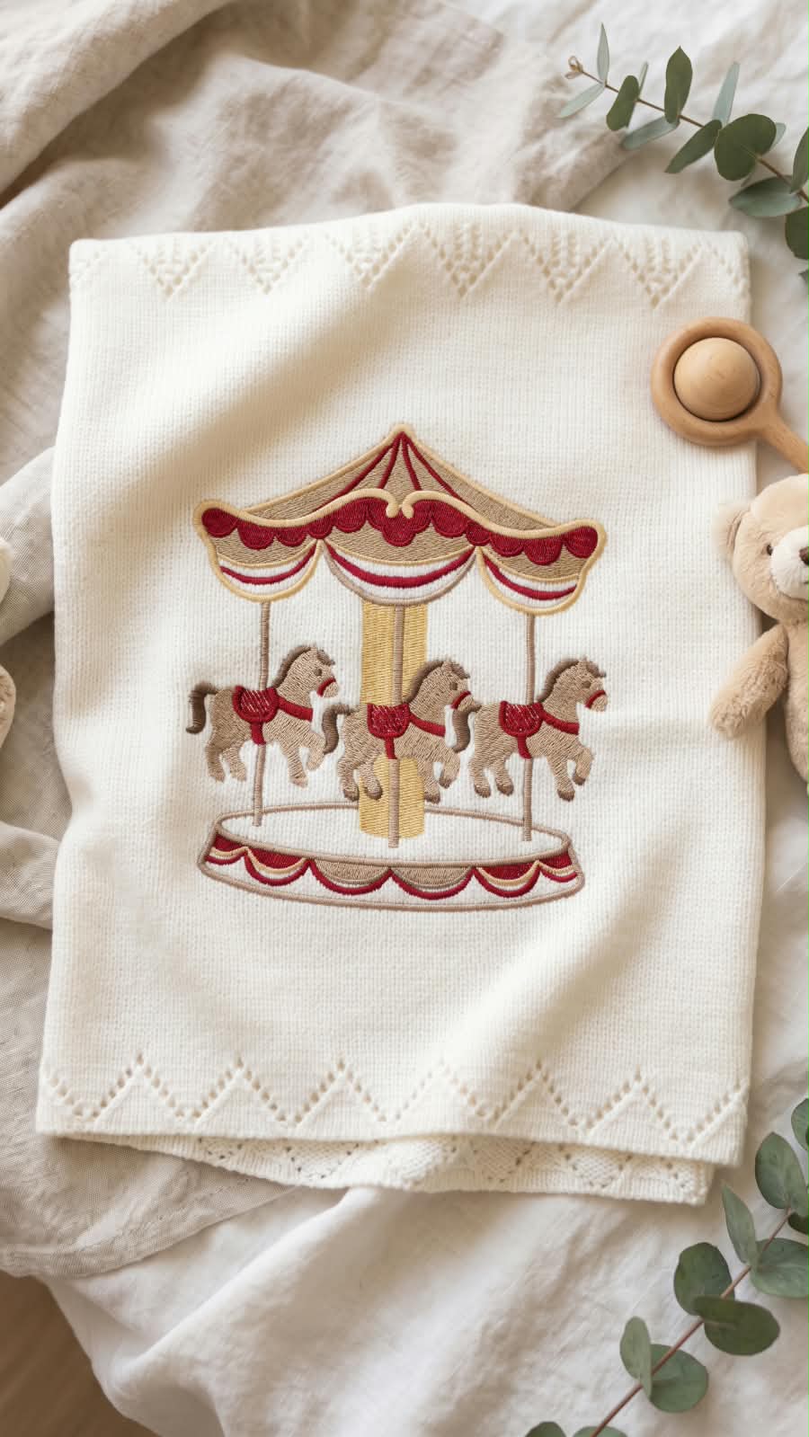 Little Bird - Couverture bébé brodée Safari en voiture - Personnalisable avec prénom - Cadeau de naissance