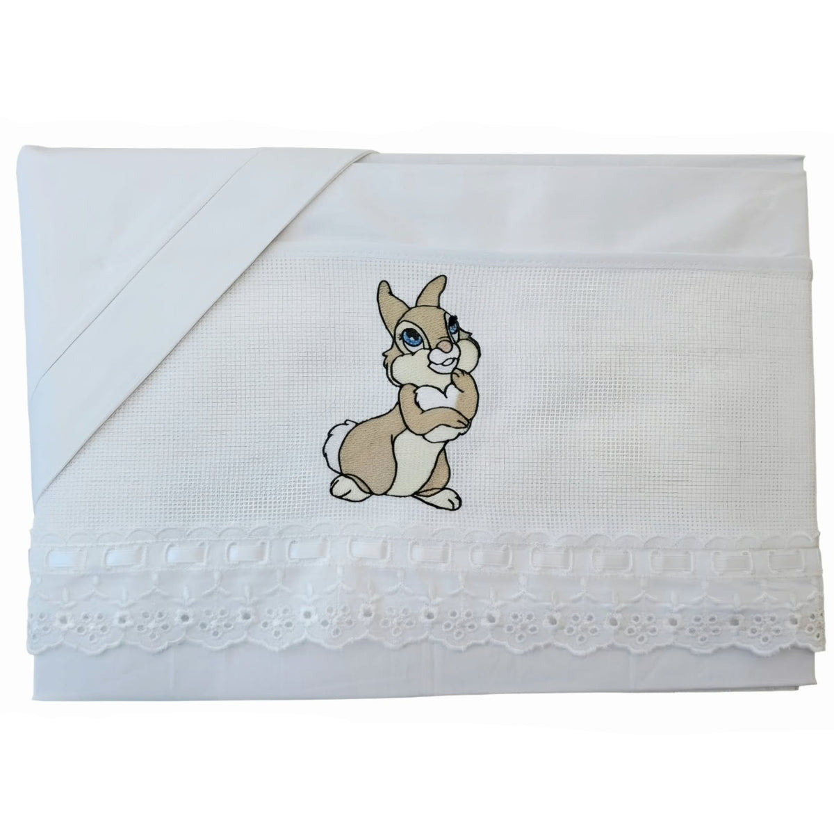 Little Bird - Drap-housse Bambi Personnalisable avec Prénom - 100% Coton - Landau Bébé - Cadeau de Naissance