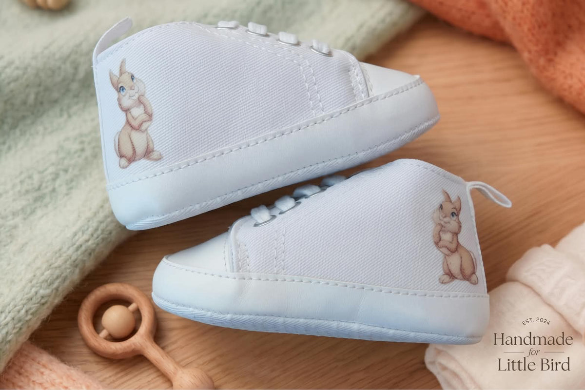 Scarpine Culla Tamburina Beige - Personalizzabili con Nome - Idea Regalo - Little Bird