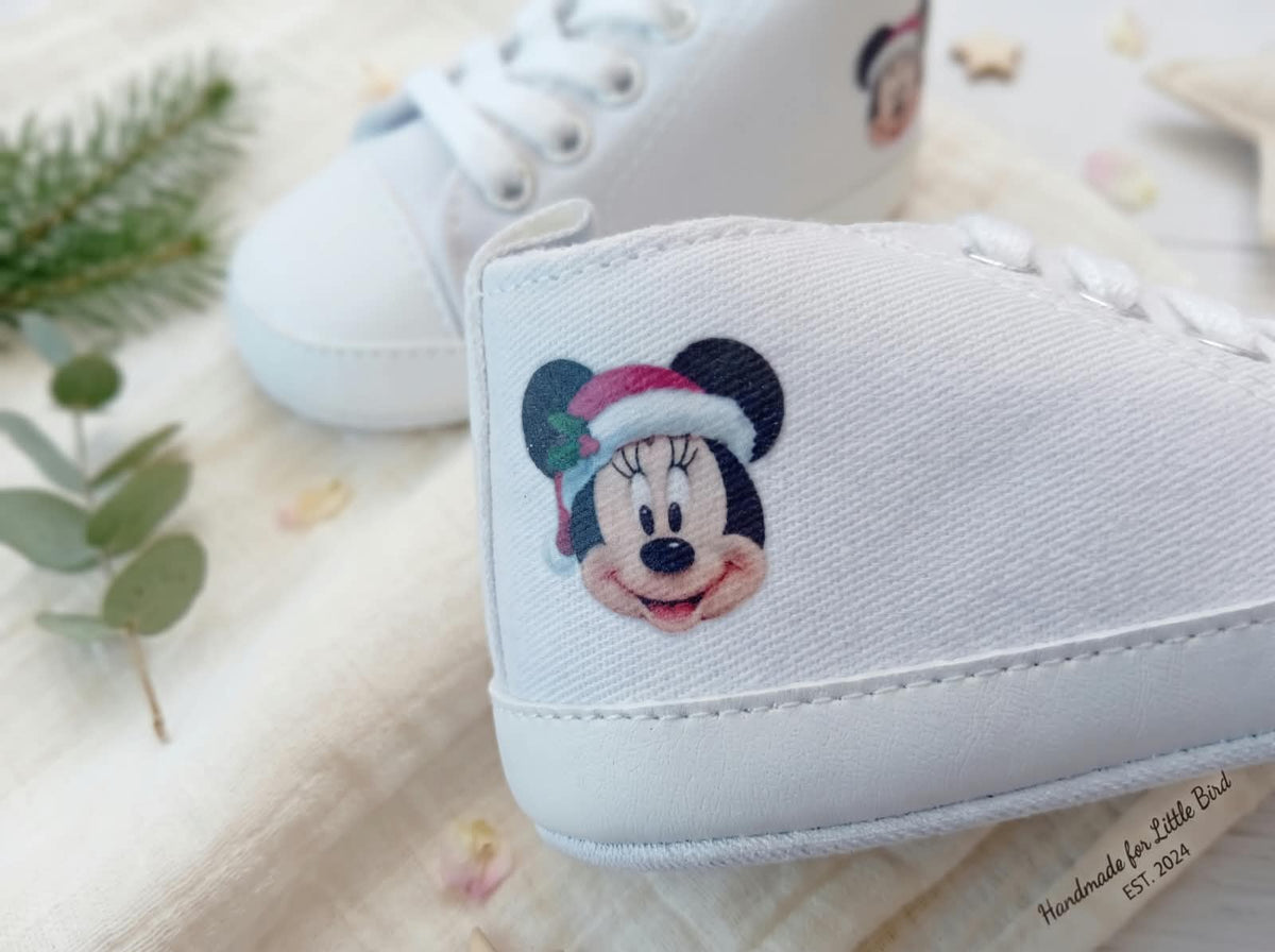 Scarpine Culla Minnie Natalizia - Personalizzabili con Nome - Primo Natale - Little Bird