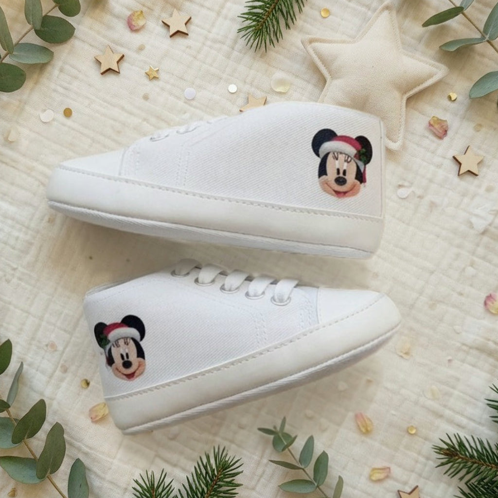 Scarpine Culla Minnie Natalizia - Personalizzabili con Nome - Primo Natale - Little Bird