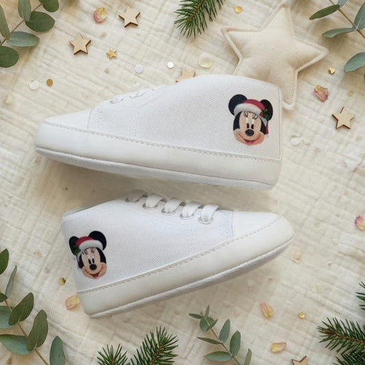 Scarpine Culla Minnie Natalizia - Personalizzabili con Nome - Primo Natale - Little Bird