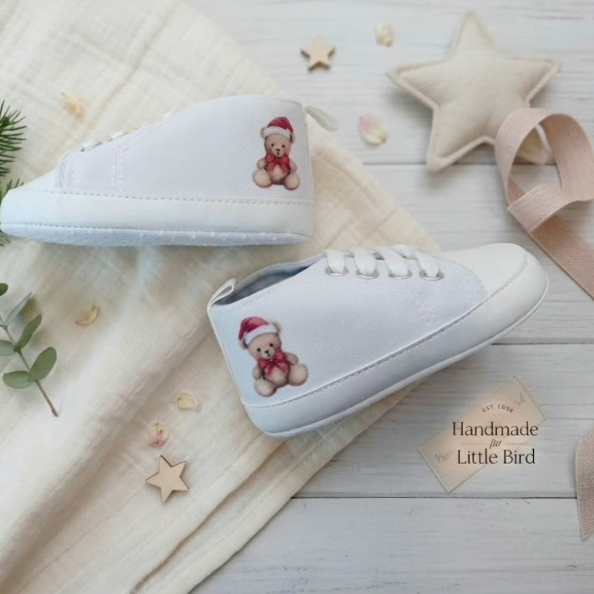 Scarpine Culla Orsetto Natalizio - Personalizzabili con Nome - Primo Natale - Little Bird