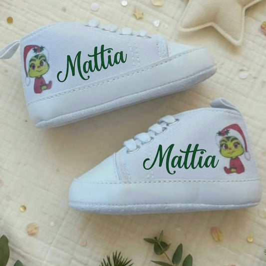 Scarpine Culla Grinch Natalizio - Personalizzabili con Nome - Primo Natale - Little Bird