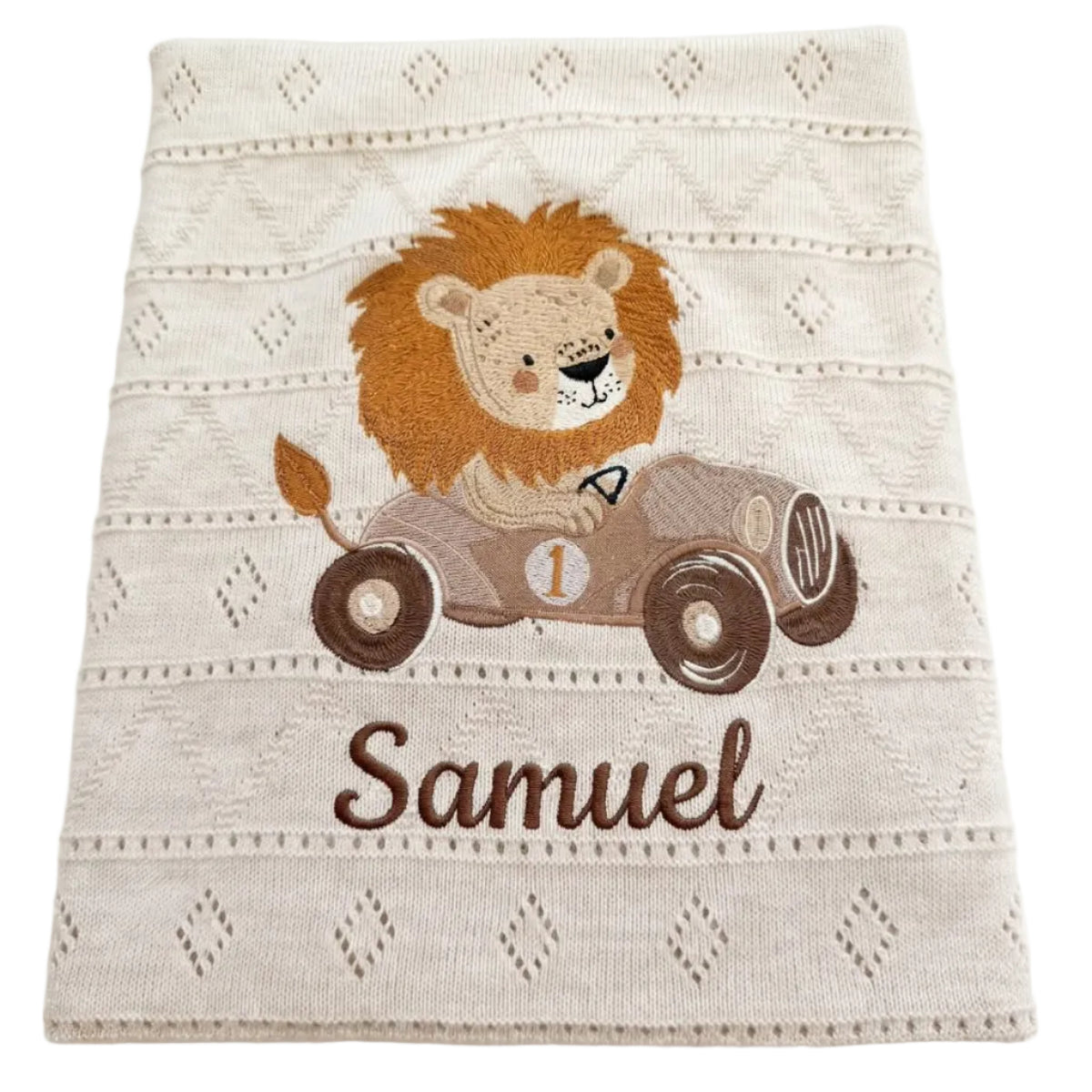 Little Bird - Couverture bébé brodée Papa Roi Lion et Simba - Personnalisable avec prénom - Cadeau de naissance