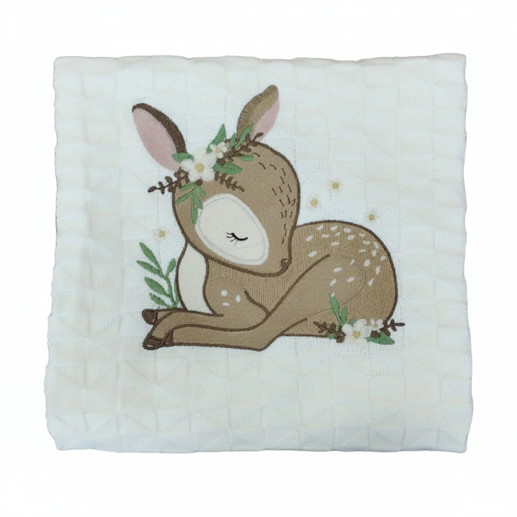 Little Bird - Copertina in Filo Bambi Personalizzata con Nome - Cotone Naturale - Culla Carrozzina Scialletto - Regalo Nascita