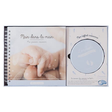 Little Bird - Set Album Foto + Cofanetto Impronta Gesso Celeste - 100% Anallergico - Regalo Nascita