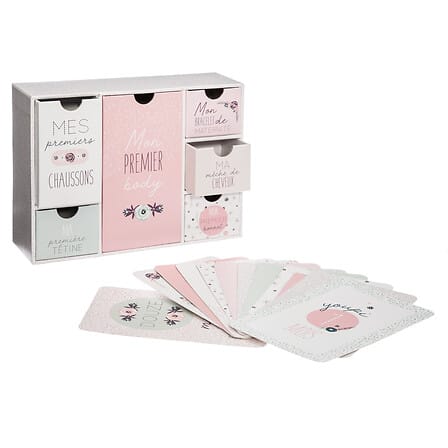 Scatola Ricordi + Card 12 Mesi Rosa - Little Bird