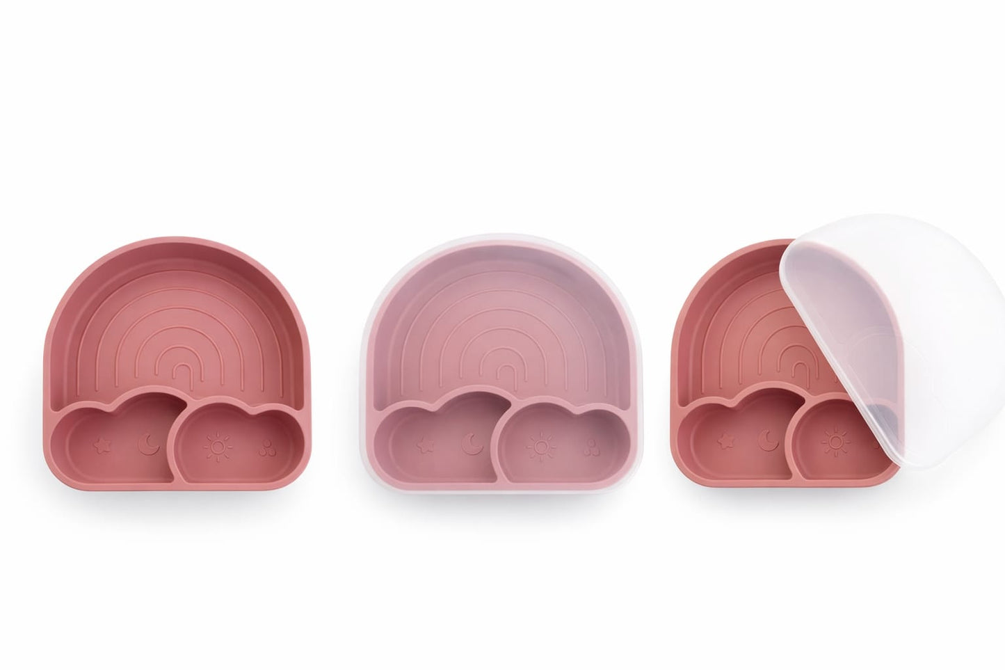 Little Bird - Piatto Silicone Arcobaleno Dark Pink - 100% BPA Free - Neonato