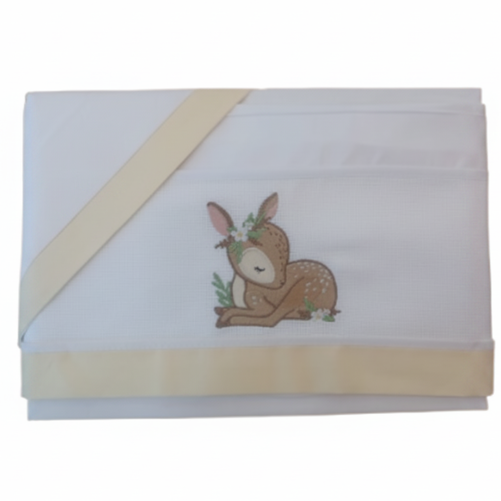 Little Bird - Lenzuolino Bambi Personalizzabile con Nome - Cotone 100% - Carrozzina Neonato - Regalo Nascita