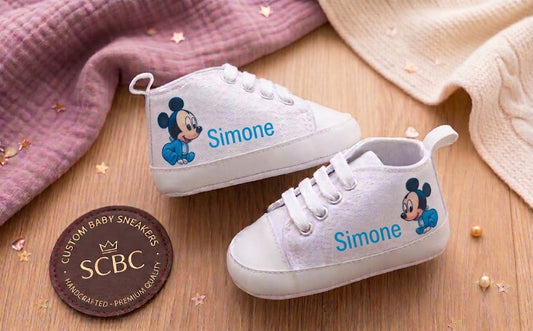 Scarpine culla Baby Topolino personalizzate con nome - vista coppia