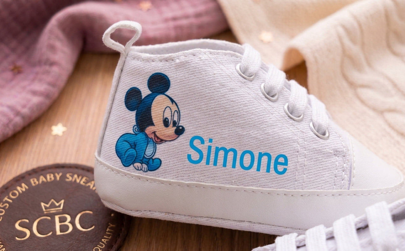 Scarpine culla Baby Topolino personalizzate - dettaglio laterale