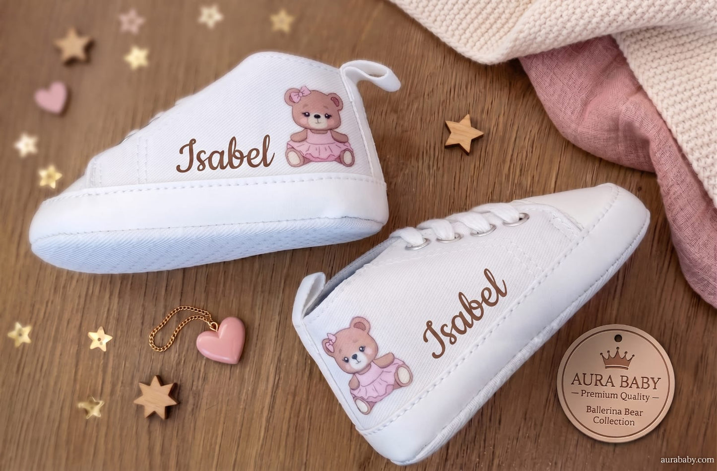 Scarpine culla Orsetta Ballerina personalizzate con nome Isabel