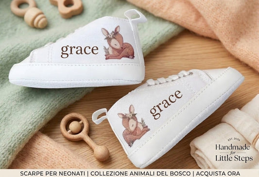 Scarpine culla Bambi personalizzate con nome Grace