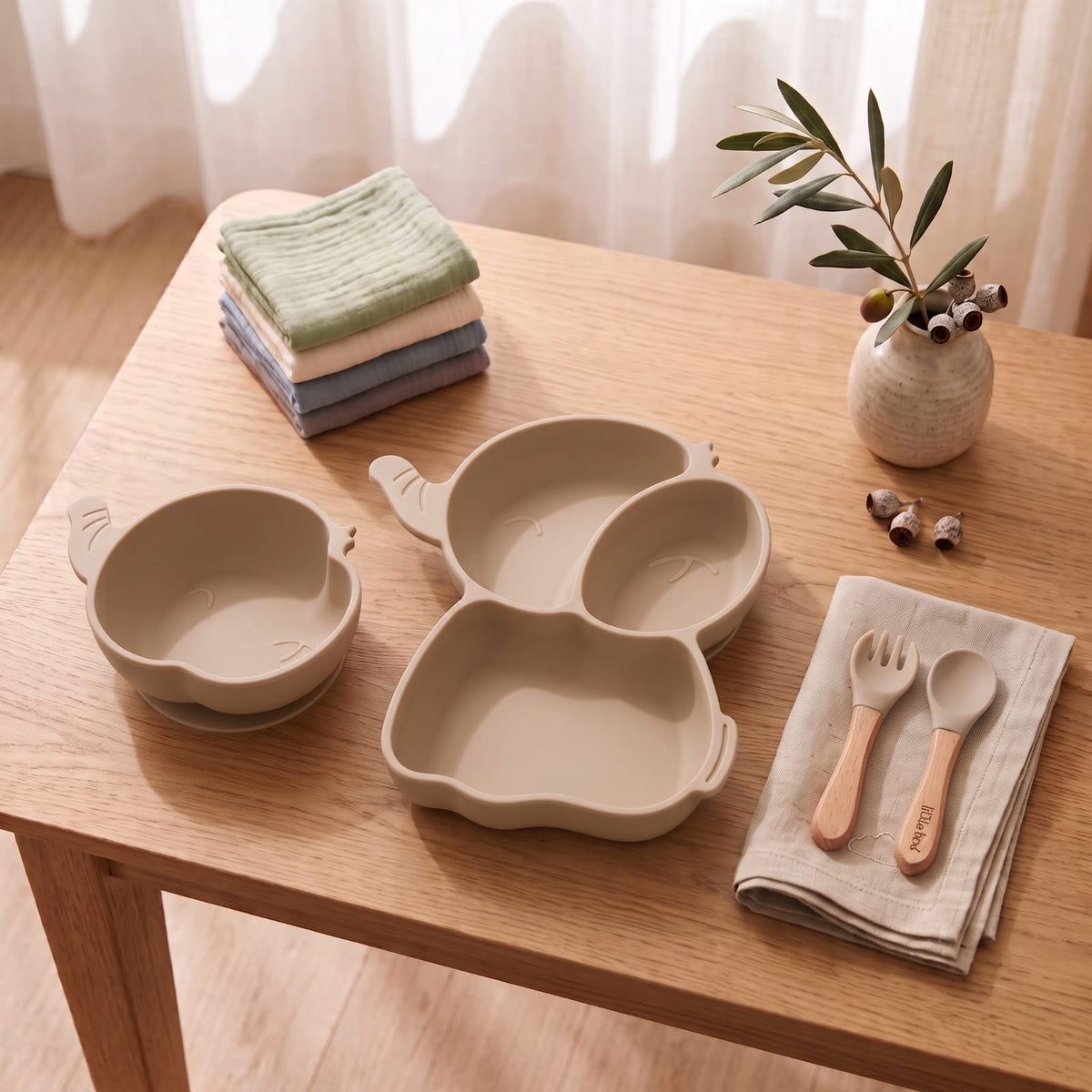 Set pappa svezzamento elefante beige - confezione regalo
