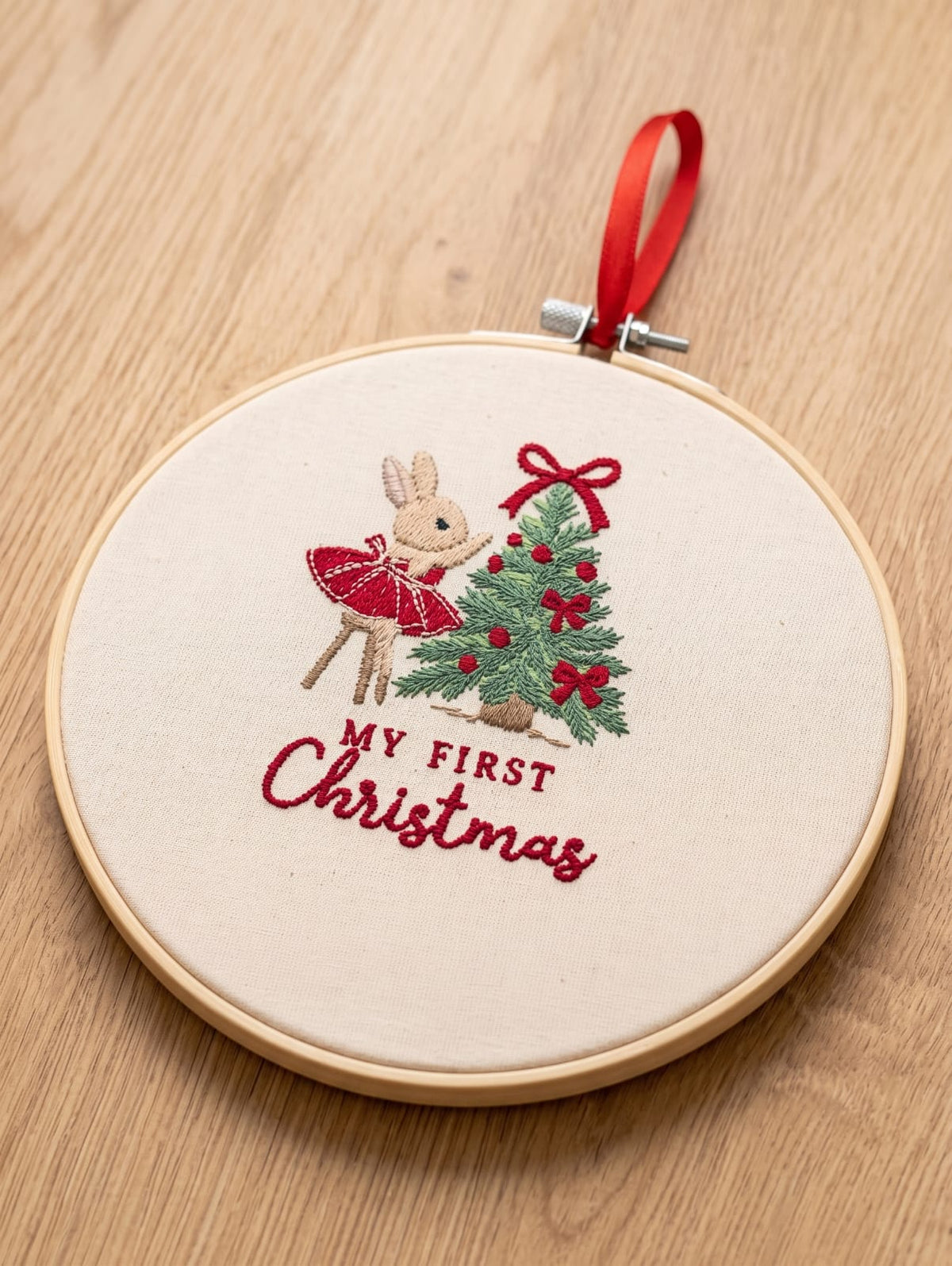 Telaio Ricamato Coniglietta My First Christmas - Personalizzabile - Regalo Natale - Little Bird
