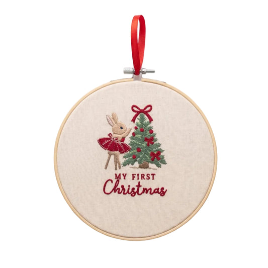 Telaio Ricamato Coniglietta My First Christmas - Personalizzabile - Regalo Natale - Little Bird