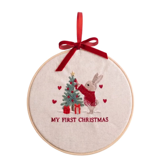 Telaio Ricamato Coniglio My First Christmas - Personalizzabile - Regalo Natale - Little Bird
