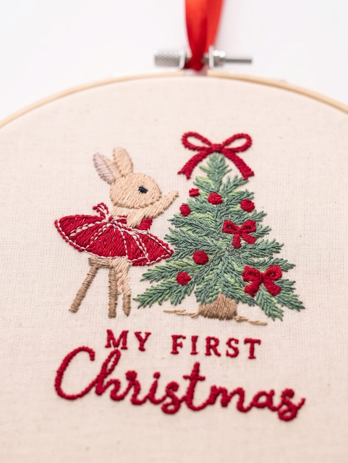 Telaio Ricamato Coniglietta My First Christmas - Personalizzabile - Regalo Natale - Little Bird
