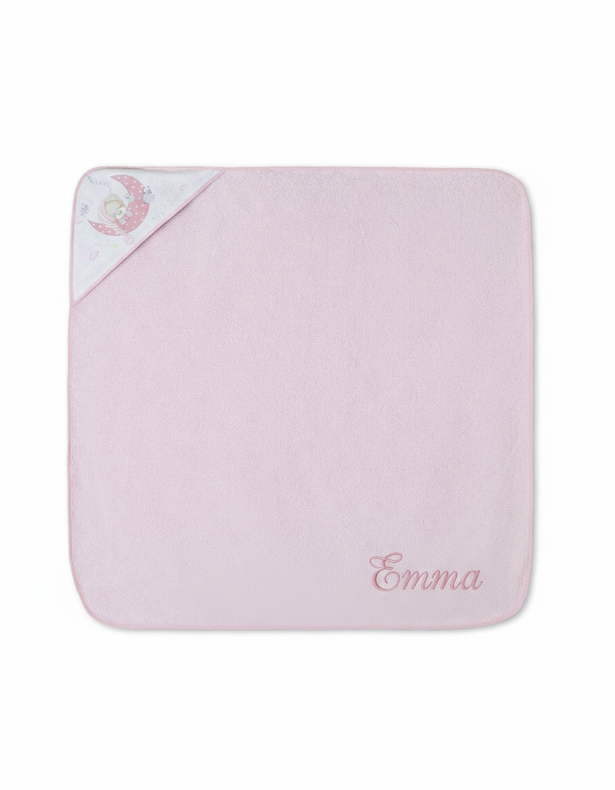 Accappatoio rosa con nome ricamato