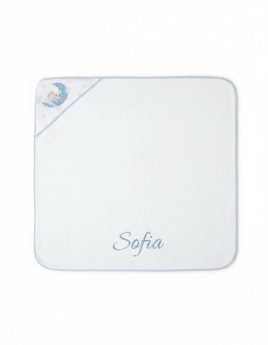 Asciugamano con ricamo nome sul bordo