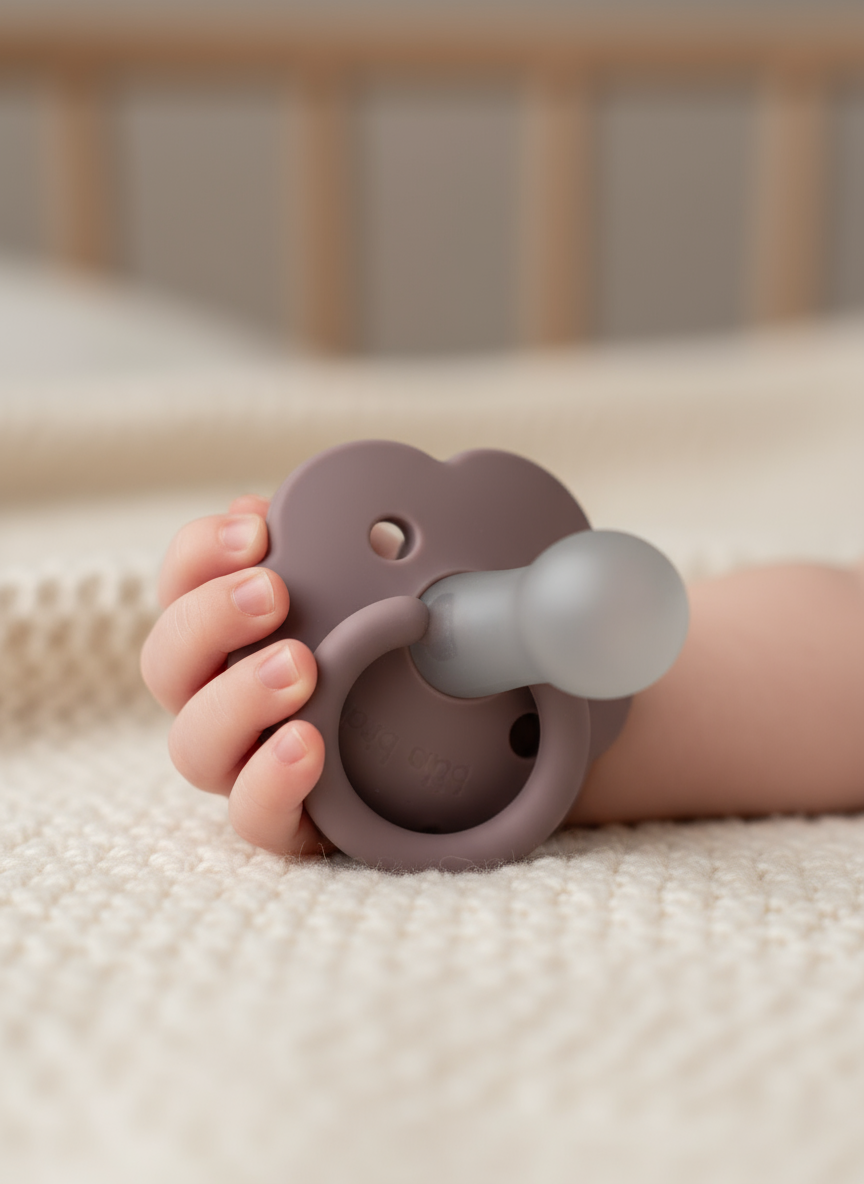 Ciuccio Morbido in Silicone a Fiore per Neonati Malva - Comfort e Stile Colore Colore Malva