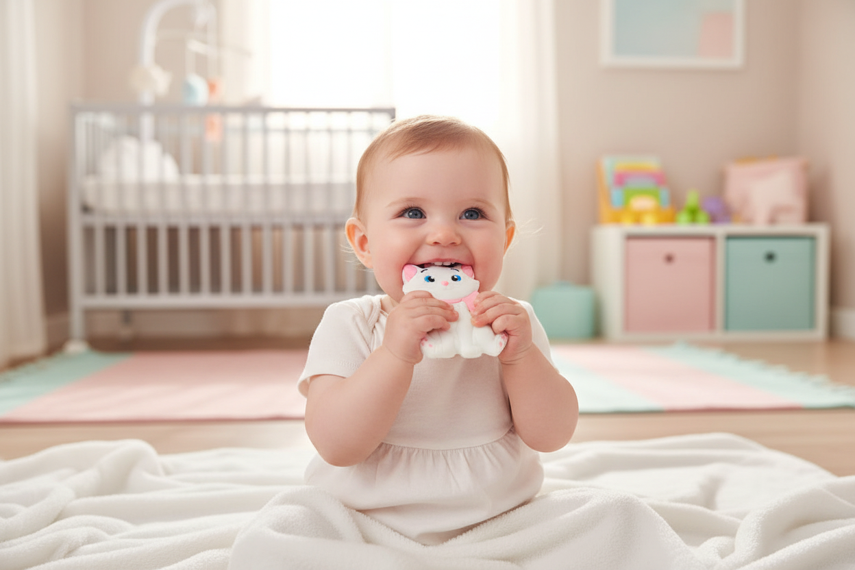 Baby playing with Marie